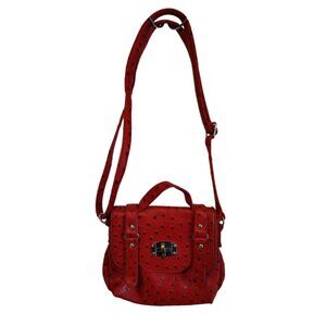 Mini red ostrich Crossbody or top handle small leather like bag